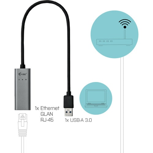 Carte Gigabit Ethernet pour Tablette, Ordinateur, Portable - i-tec - 10/100/1000Base-T - Bureau - USB 3.0 - 1 Port(s) - 1 