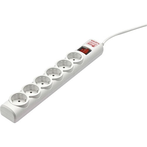 Salicru SPS SAFE 6 Power Strip - 6 x Schuko - 1.50 m Cord - 238 J Surge Energy - 10 A Current - 230 V AC Voltage - Wall Mo