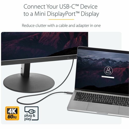StarTech.com 1 m / 3.3 ft. USB-C to Mini DisplayPort Cable - 4K 60Hz - Black - USB 3.1 Type-C to Mini DP Adapter Cable - m