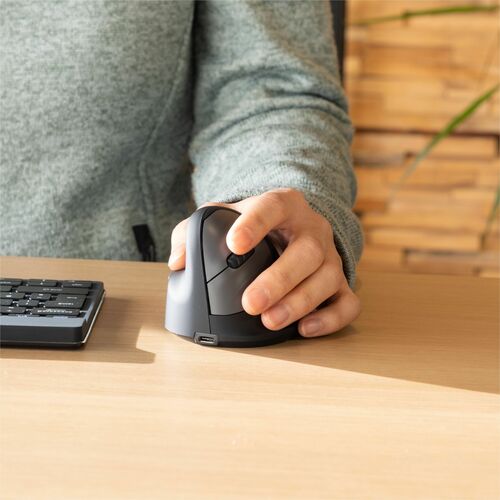 R-Go HE ergonomic mouse, vertical mouse, prevents RSI, medium (hand length 165-185mm), left handed, wireless, black - PC, 