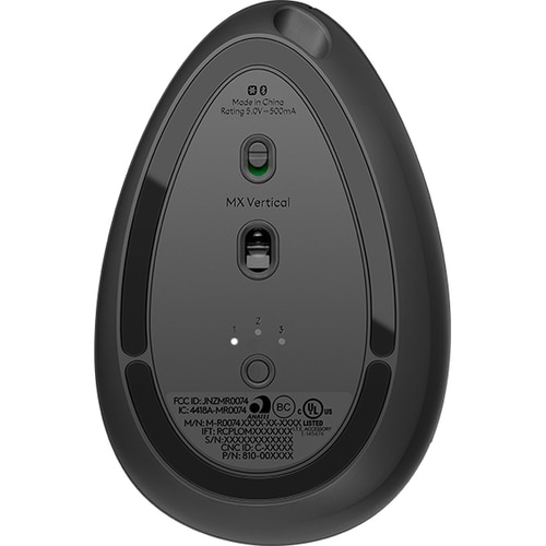 Logitech MX Vertical Mouse - Bluetooth/Radio Frequency - USB Type C - Optical - 4 Button(s) - 4 Programmable Button(s) - B