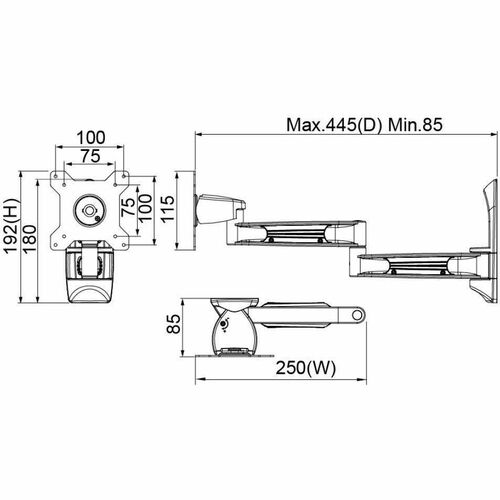 Amer AMR1WL Mounting Arm for LCD Display, Projector - 1 Display(s) Supported - 43.2 cm to 81.3 cm (32") Screen Support - 1