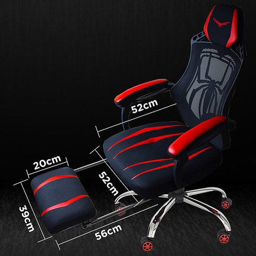 Sillón de Juego Naceb Spider - Metálico, Nilón, Cuero PU, Malla - Negro, Rojo