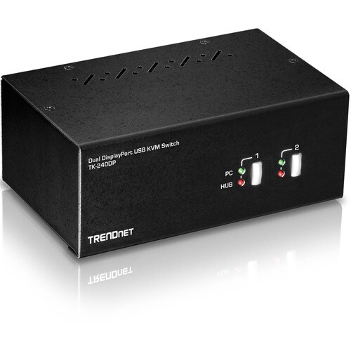 TRENDnet TK-240DP KVM Switchbox - TAA Compliant - 2 Computer(s) - 1 Local User(s) - 3840 x 2160 - 2 - 6 x USB - 6 x Displa