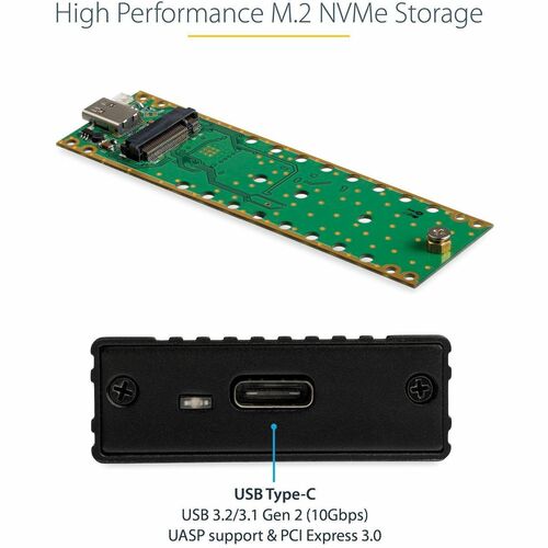 StarTech.com Boîtier disque dur externe USB 3.1 Type C vers SSD M.2 NVMe - 10 Gbps - SSD PCIe - 1 x SSD supporté - 1 x Bai