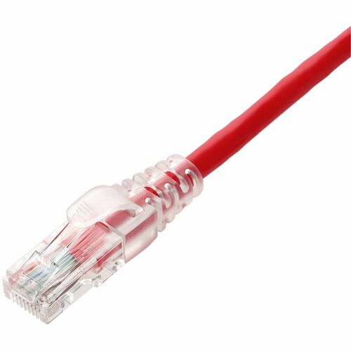 AddOn 15ft Red CAT 6A PVC Cable Snagless Easy Clear Boot TAA