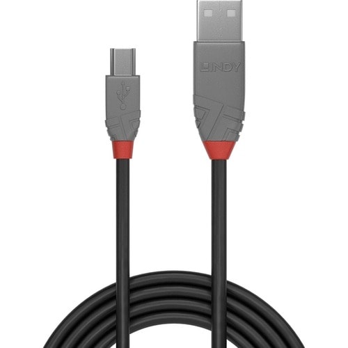 LINDY Anthra Line 5 m USB Datentransferkabel - Zweiter Anschluss: 1 x USB 2.0 Type A - Male - 480 Mbit/s - Abschirmung - N