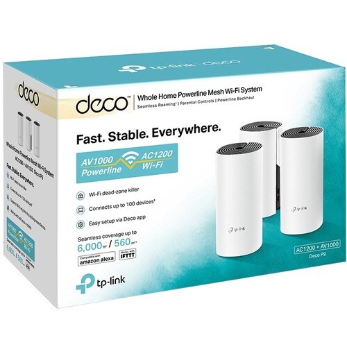 TP-Link Deco P9 Wi-Fi 5 IEEE 802.11ac Ethernet Wireless Router - Dual Band - 2.40 GHz ISM Band - 5 GHz UNII Band - 2 x Ant