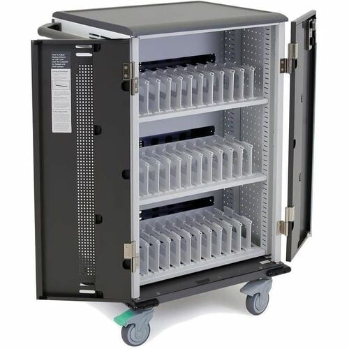 Ergotron YES36 Charging Cart - 27.22 kg Load Capacity - 4 Casters - 10.16 cm (4") Caster Size - Wood, Vinyl - White, Grey 