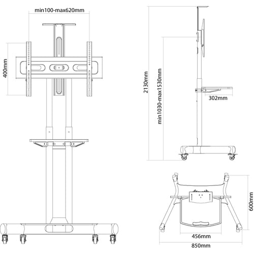 Neomounts Neomounts Pro NM-M1700BLACK Height Adjustable Display Stand - Up to 190.5 cm (75") Screen Support - 45 kg Load C