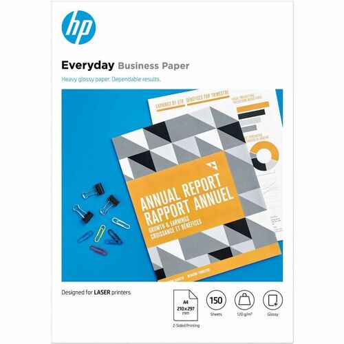 HP Everyday Laser Copy & Multipurpose Paper - White - A4 - 210 mm x 297 mm - 120 g/m² Grammage - Glossy - 150 Sheet