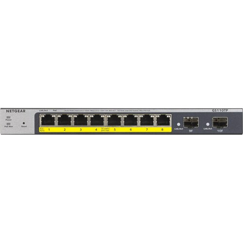 NETGEAR GS110TP Switch Smart e Cloud Managed con 8 porte Gigabit PoE+ (55W) e 2 porte SFP