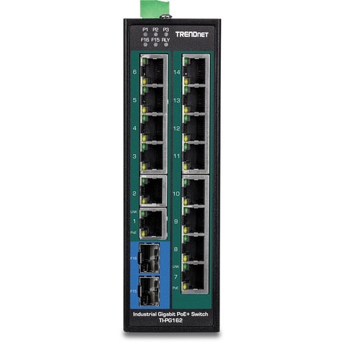 TRENDnet TI-PG162 16 Ports Ethernet Switch - Gigabit Ethernet - 1000Base-T, 1000Base-FX - New - TAA Compliant - 2 Layer Su