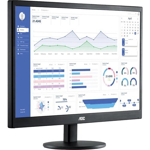 AOC E970SWHNL 19" Class HD LCD Monitor - 16:9 - Black - 47 cm (18.5") Viewable - Twisted nematic (TN) - LED Backlight - 13