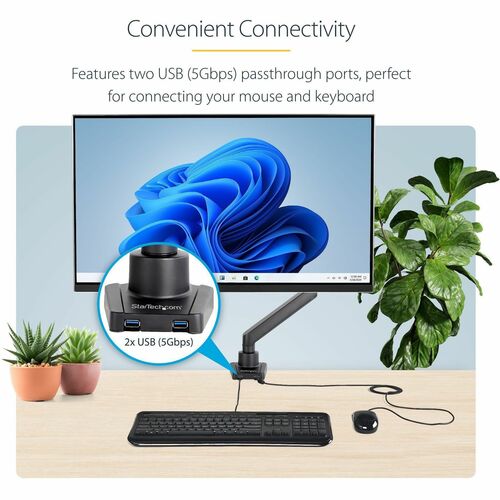 StarTech.com ARMSLIM2USB3 Soporte de Escritorio con Brazo para Monitor con 2 Puertos USB 3.0 - VESA - Altura ajustable - 1