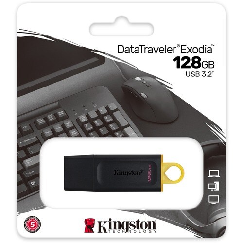 Kingston DataTraveler Exodia DTX 128 GB USB 3.2 (Gen 1) Flash-Laufwerk - Schwarz, Gelb - 1 Pack