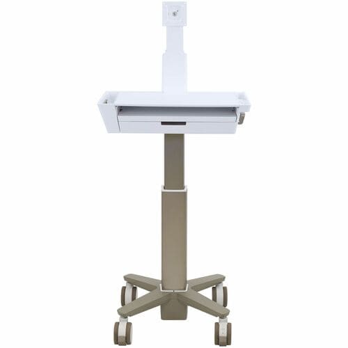 Ergotron CareFit Medical Trolley - 1 Drawer (1x1) - 14.51 kg Load Capacity - 4 Casters - Aluminium - White, Warm Grey - 68