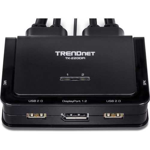 TRENDnet TK-220DPI KVM Switchbox - 2 Computer(s) - 1 Local User(s) - 3840 x 2160 - 4 x USB - 3 x DisplayPort