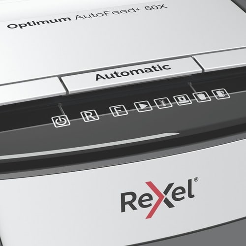 Rexel Optimum AutoFeed+ 50X Paper Shredder - Continuous Shredder - Cross Cut - 6 Per Pass - for shredding Paper - P-4 - 22