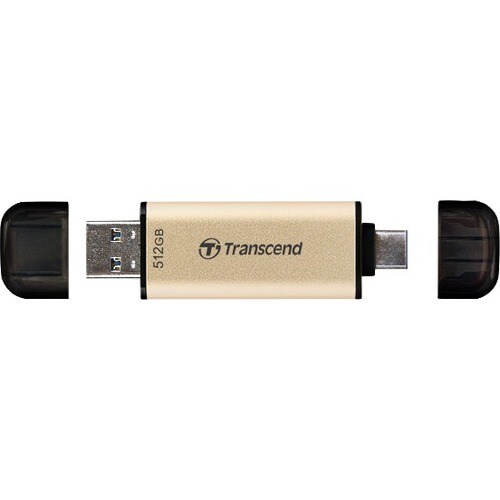 Transcend JetFlash 930C 512 GB USB 3.2 (Gen 1) Type A, USB 3.2 (Gen 1) Type C Flash Drive - Gold - 420 MB/s Read Speed - 4