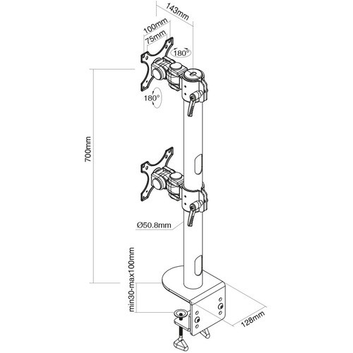 Neomounts Neomounts Pro FPMA-D960DVBLACKPLUS Desk Mount for Flat Panel Display, Curved Screen Display - Black - 2 Display(