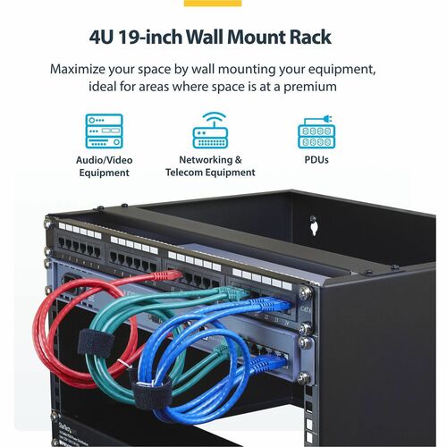 StarTech.com 4HE Wandmontage Rack - 19 Zoll Wandmontage Patch-Panel-Halterung für Netzwerk-Switches (WALLMOUNT4) - max. 20