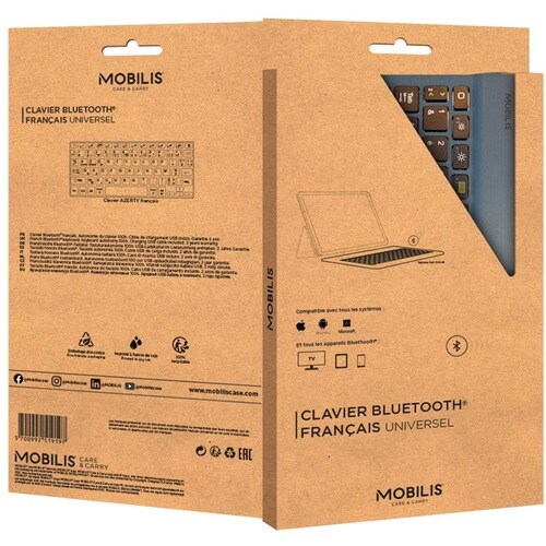 MOBILIS Keyboard - Wireless Connectivity - French - Blue - Bluetooth - Smartphone, TV
