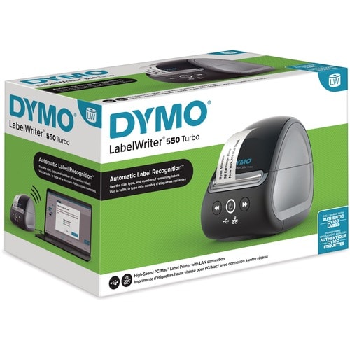 Dymo LabelWriter 550 Direct Thermal Printer - Monochrome - Label Print - Ethernet - USB - USB Host - Black - 2.20" (56 mm)
