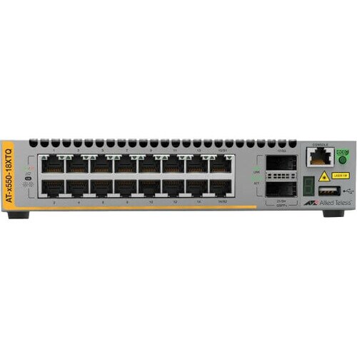 Allied Telesis x550 x550-18XTQ 16 Portas Gerenciável Comutador de camada 3 - Ethernet de 10 Gigabit - 10GBase-T - 3 Camada