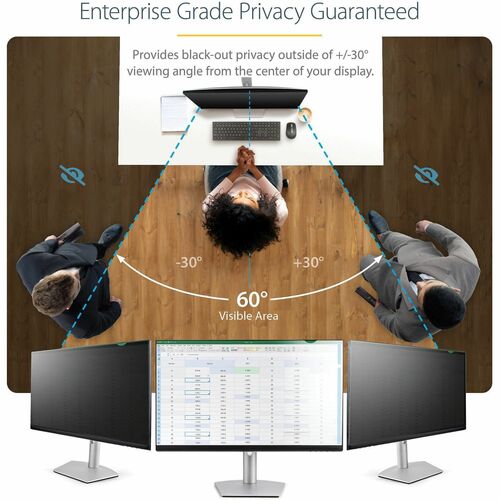 StarTech.com Monitor Privacy Screen for 23.8" Display - Widescreen Computer Monitor Security Filter - Blue Light Reducing 