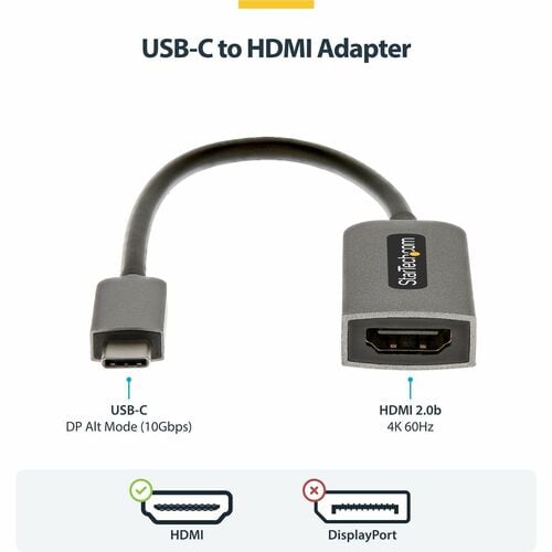USB C to HDMI Adapter - 4K 60Hz Video, HDR10 - USB-C to HDMI 2.0b Adapter Dongle - USB Type-C DP Alt Mode to HDMI Monitor/