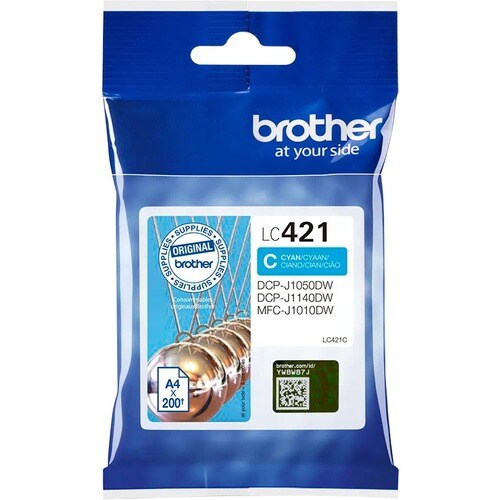 Brother LC421C Original Standard Yield Inkjet Ink Cartridge - Cyan - 1 Pack - 200 Pages