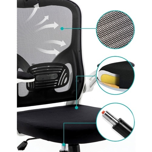 Urban Factory Ergo Rocking Chair - 5-star Base - Black - Fabric, Rubber, Plastic - Armrest