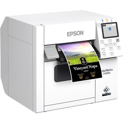 Epson CW-C4000E (BK) Desktop Inkjet Printer - Colour - Label Print - Gigabit Ethernet - USB - USB Host - With Cutter - 6.9