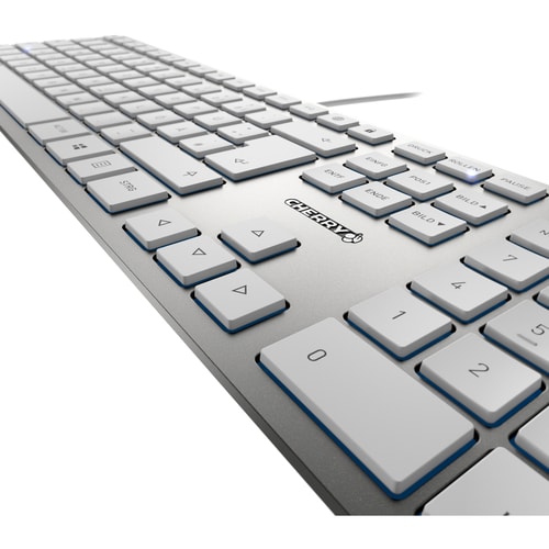 CHERRY KC 6000 SLIM Keyboard - Cable Connectivity - USB Interface - English (UK) - Silver - SX Keyswitch - 105 Key(s) - Mu