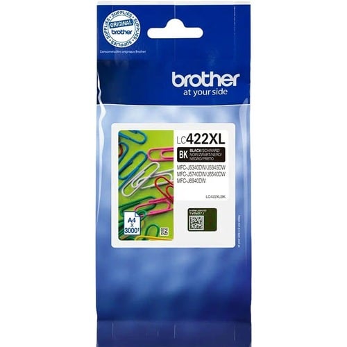Brother LC422XLBK Hoch Kapazität Tintenstrahl Tintenpatrone - Schwarz - Original - Einzelpackung - 1 Pack - 3000 Seiten