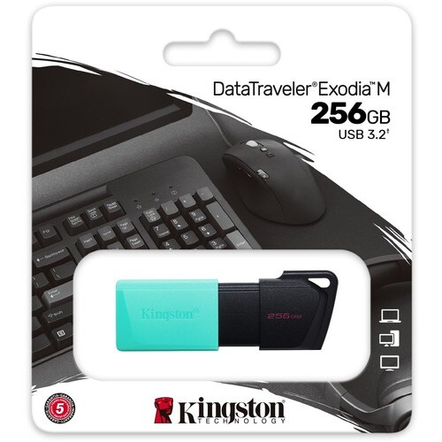Pen Drive Kingston DataTraveler Exodia M DTXM - 256 GB - USB 3.2 (Gen. 1) Tipo A - Nero, Teal - 1 Confezione