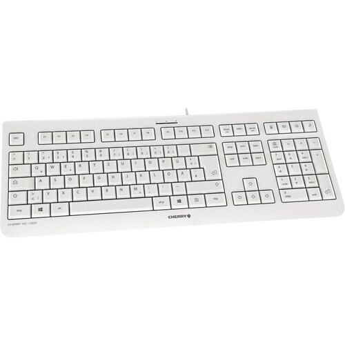 CHERRY KC 1000 Keyboard - Cable Connectivity - USB Interface - Belgian - QWERTZ Layout - Pale Gray - LPK Keyswitch - Calcu