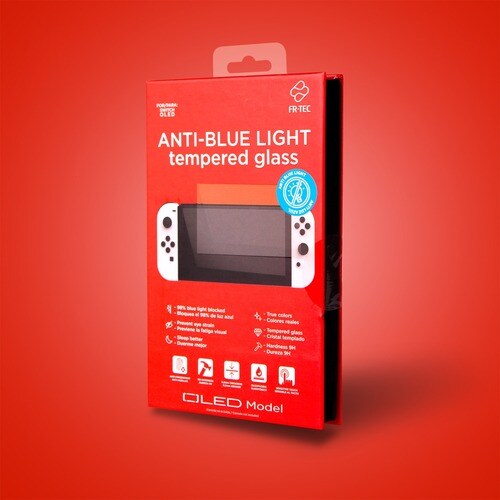 FR-TEC 9H Tempered Glass Screen Protector for Nintendo - Transparent - For AMOLED Portable Gaming Console - Fingerprint Re