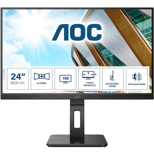 AOC Pro-line 24P2QM 24" Class Full HD LCD Monitor - 16:9 - Black - 60.5 cm (23.8") Viewable - Vertical Alignment (VA) - WL