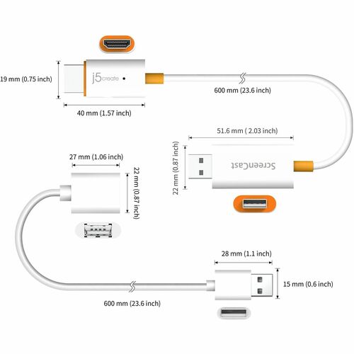 j5create ScreenCast JVAW56-N Transceptor extensor de vídeo - Sem fios - 15 m Alcance - 1 x USB - 1 x Saída HDMI - 1080p, 4