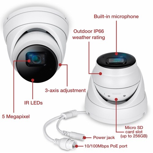TRENDnet TV-IP1515PI 5 Megapixel Indoor/Outdoor Network Camera - Colour - Dome - White - TAA Compliant - 30 m Infrared Nig
