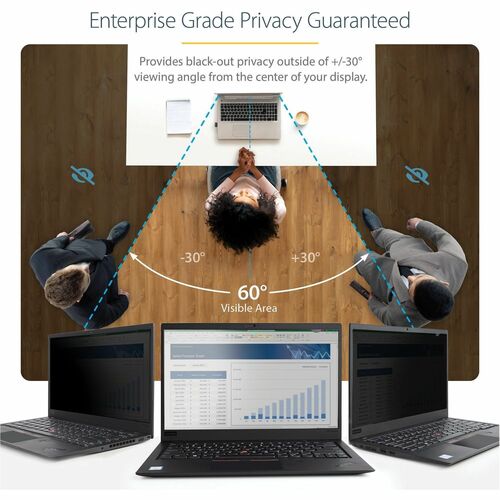 StarTech.com 13.3in Laptop Privacy Screen For 16:9 Displays, Anti-Glare Privacy Filter with 51% Blue Light Reduction, Matt