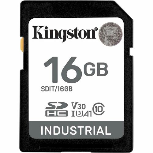 Kingston Industrial 16 GB Class 10/UHS-I (U3) V30 SDHC - 1 - 100 MB/s Read - 30 MB/s Write
