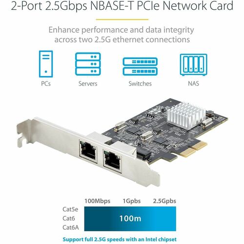 StarTech.com 2.5Gigabit Ethernet Adapter for Server - 2.5GBase-T - Plug-in Card - PCI Express 2.0 x2 - Low Profile Bracket