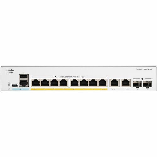 Switch Ethernet Cisco Catalyst 1300 C1300-8P-E-2G 8 Porte Gestibile - Gigabit Ethernet - 10/100/1000Base-T, 1000Base-X - 3