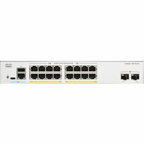 Commutateur Ethernet Cisco Catalyst 1300 C1300-16P-2G 16 Ports Gérable - Gigabit Ethernet - 1000Base-X, 10/100/1000Base-T 
