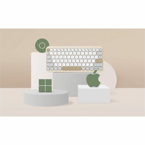 Asus Marshmallow KW100-OM Keyboard - Compact - Wireless Connectivity - Oat Milk - Scissors Keyswitch - Bluetooth - 5 - 10 
