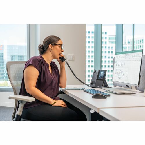 Poly CCX 505 IP Phone - Corded - Corded/Cordless - Wi-Fi, Bluetooth - Desktop, Wall Mountable - Black - 24 x Total Line - 