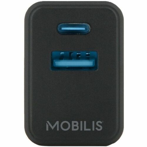MOBILIS 30 W AC Adapter - Universal Adapter - 1 USB - 1 USB Type-C - For Smartphone, Tablet PC - Black